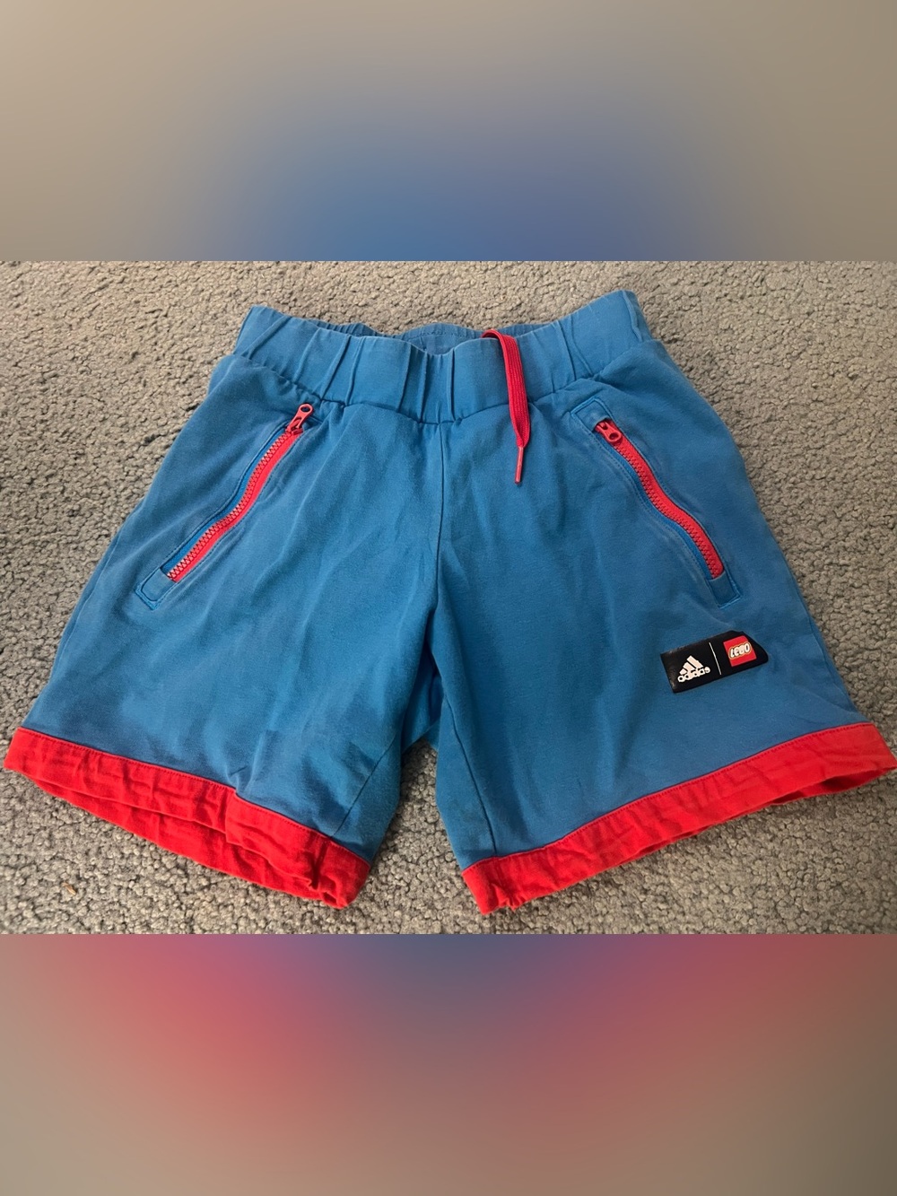Adidas youth XS Blue Lego logo Shorts with pocket zipper for Kids